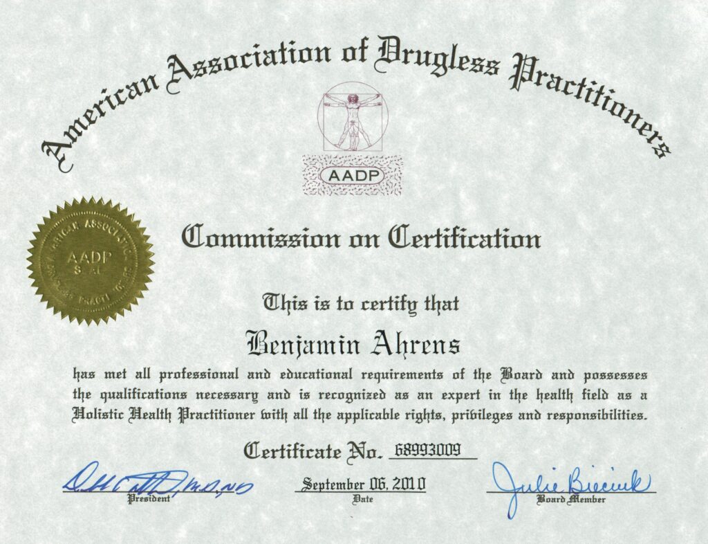 Board Certification - Holistic Health Practitioner, State of NY